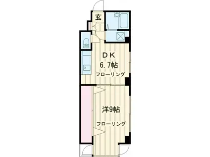 クラウディアくがやま(1DK/4階)の間取り写真