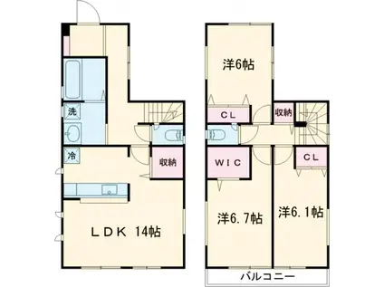 西武池袋・豊島線 大泉学園駅 徒歩33分 2階建 築1年(3LDK)の間取り写真