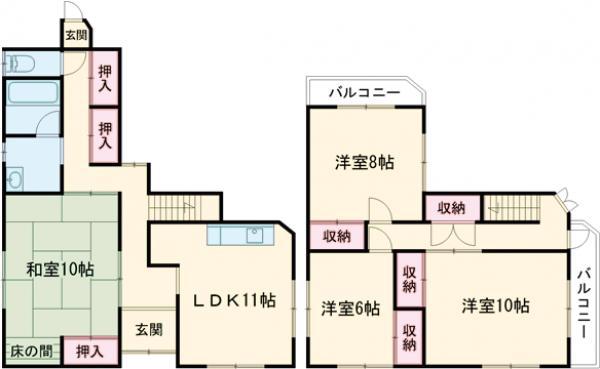 阪和線 北信太駅 徒歩6分 2階建 築30年(4LDK)の間取り写真