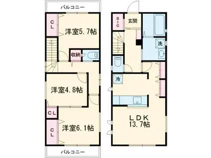 西武池袋・豊島線 大泉学園駅 徒歩33分 2階建 新築(3LDK)の間取り写真
