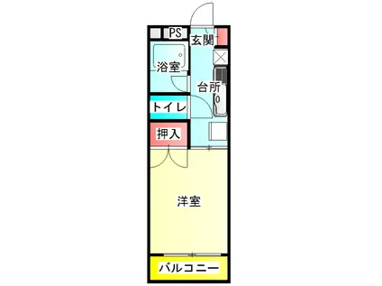 ベルガーネット(1K/1階)の間取り写真