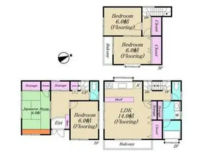 総武・中央緩行線 新小岩駅 徒歩29分 3階建 築28年(4LDK)の間取り写真