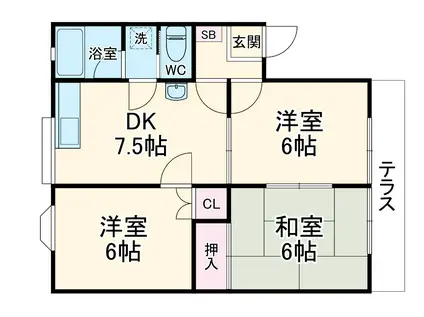 シャリエユウセイⅠ(3DK/2階)の間取り写真