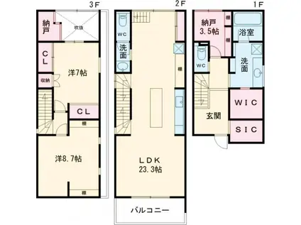 東急東横線 学芸大学駅 徒歩10分 3階建 築1年(2SLDK)の間取り写真