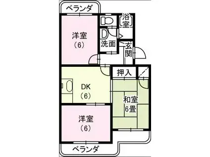 マンションサザンⅡ(3DK/5階)の間取り写真