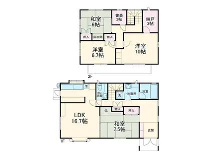 東武鉄道野田線 八木崎駅 徒歩10分 2階建 築31年(4SLDK)の間取り写真