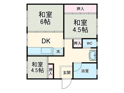 上の山 2号棟(3DK/5階)の間取り写真