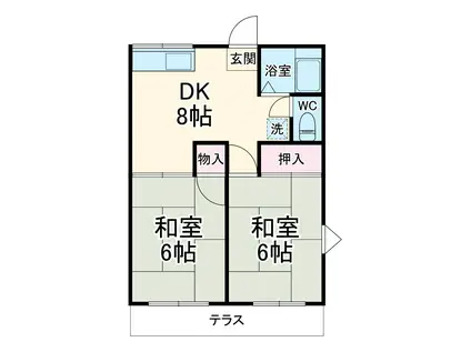 ベルゾーネヤマナ2(2DK/1階)の間取り写真