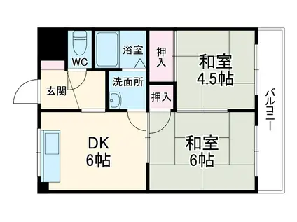 ISE伊勢羽衣6501(2DK/3階)の間取り写真