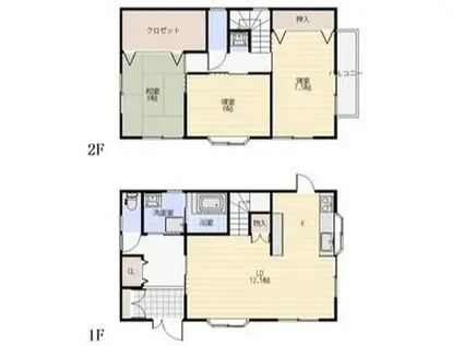 名鉄犬山線 江南駅(愛知) 徒歩12分 2階建 築22年(3LDK)の間取り写真