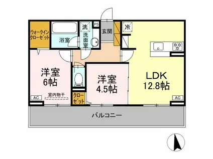 フリージア Ⅱ(2LDK/2階)の間取り写真