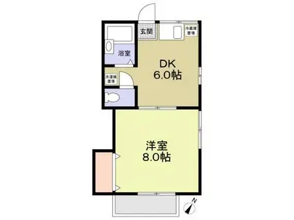 ナッツベリーハイツ(1DK/2階)の間取り写真