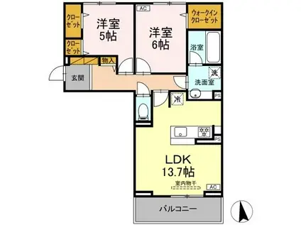 フリージア Ⅱ(2LDK/3階)の間取り写真