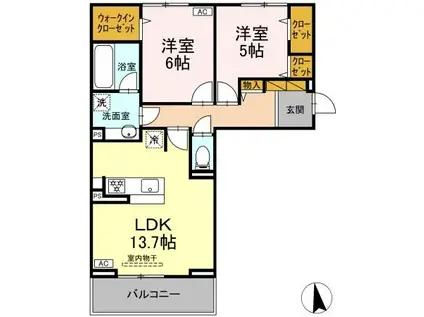 フリージア Ⅱ(2LDK/3階)の間取り写真