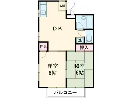 グリーンパティオA(2DK/1階)の間取り写真