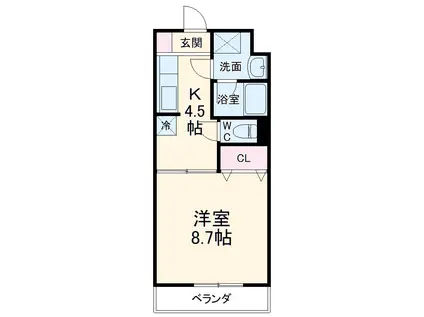 アクアプレイス(1DK/2階)の間取り写真