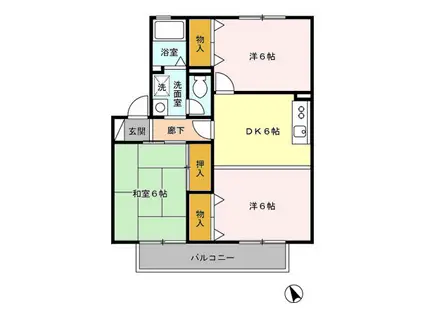 ボナール杉本(3DK/2階)の間取り写真