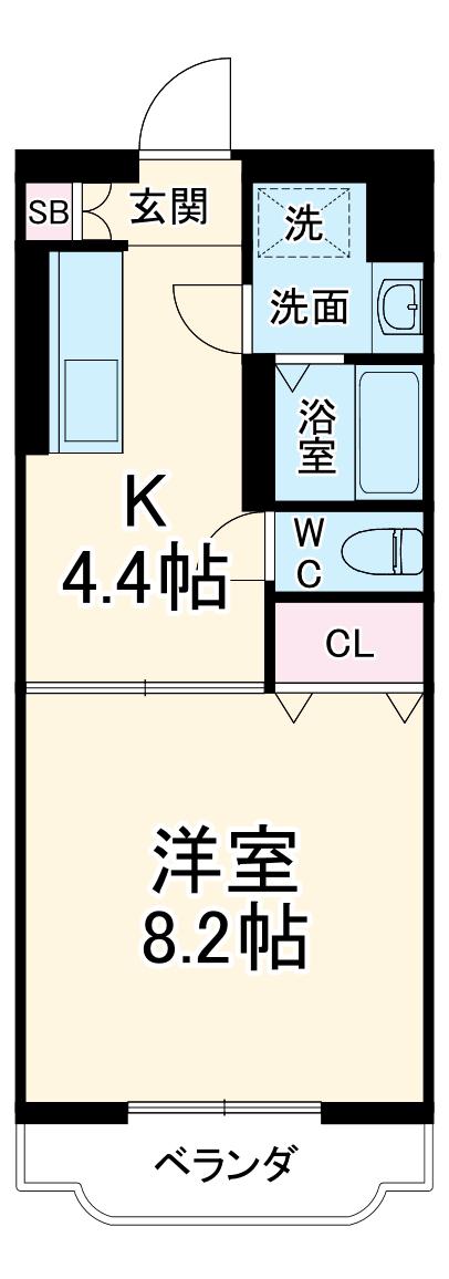 リュミエールⅡ(1K/1階)の間取り写真
