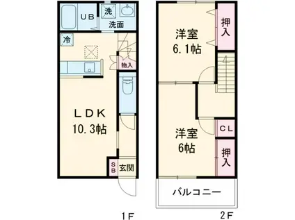 ウエストヒルズ(2LDK)の間取り写真