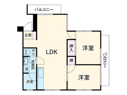 サンハイム大岩(2LDK/3階)の間取り写真