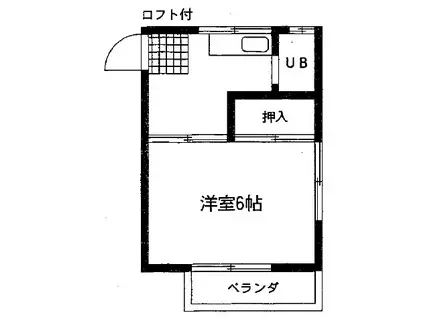 第2林間コーポ(1K/2階)の間取り写真