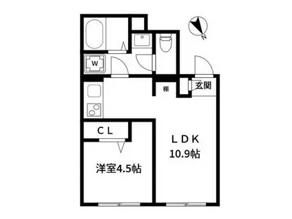 アルティローザ笹塚(1LDK/-1階)の間取り写真