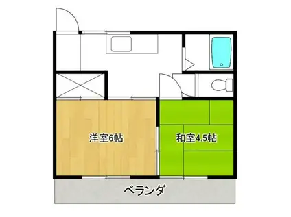 コーポサウスワン(2K/2階)の間取り写真