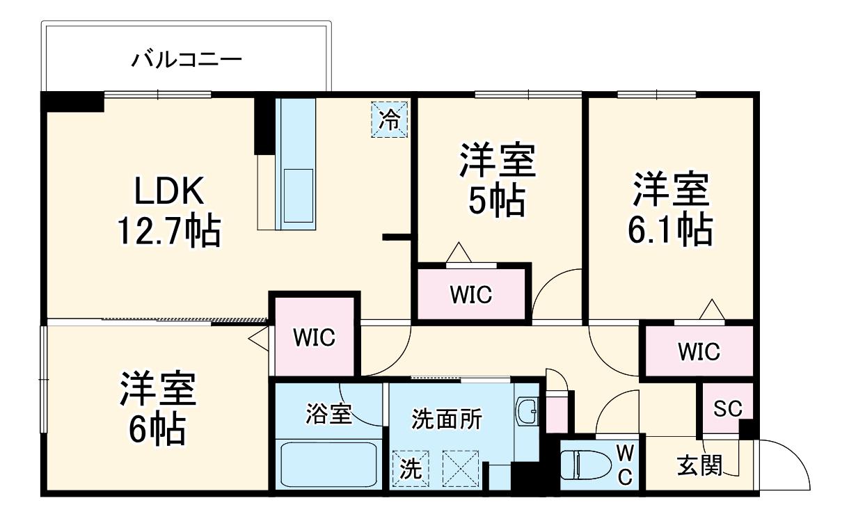 シャンドフルール(3LDK/3階)の間取り写真