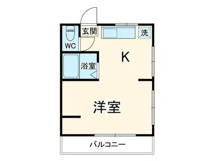 コーポイソノ(ワンルーム/2階)の間取り写真