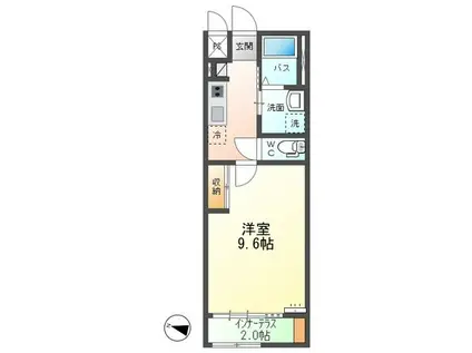 グランディール小田原(1K/1階)の間取り写真