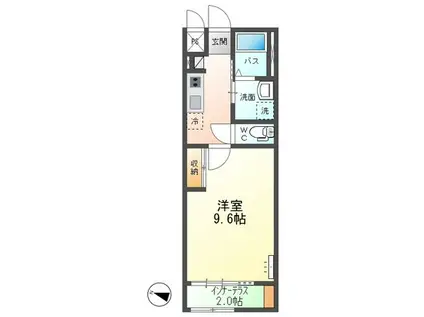 グランディール小田原(1K/1階)の間取り写真