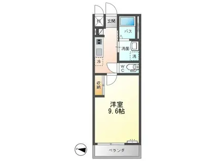 グランディール小田原(1K/2階)の間取り写真