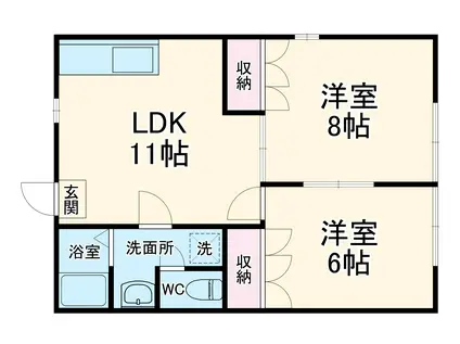 仲居ハイツⅢ(2LDK/2階)の間取り写真