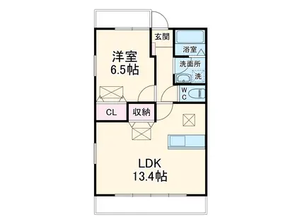 ルネス・リバーサイドKITAJIMA(1LDK/3階)の間取り写真
