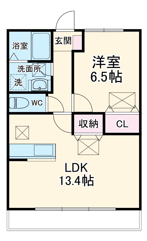 ルネス・リバーサイドKITAJIMA(1LDK/1階)の間取り写真