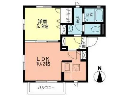 FAIRY VILLA SⅡ(1LDK/1階)の間取り写真