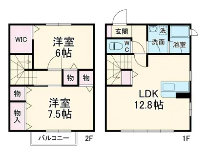 ベルクレア御津 A棟(2LDK/1階)の間取り写真