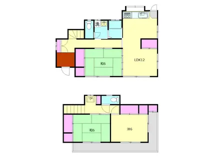 箱根登山鉄道 風祭駅 徒歩8分 2階建 築48年(3LDK)の間取り写真