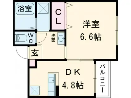 太秦辻ヶ本マンション(1DK/2階)の間取り写真