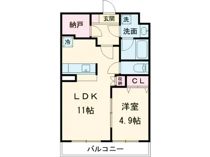 グランツ・ユー(1LDK/1階)の間取り写真