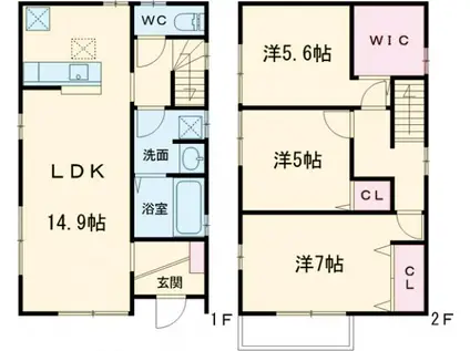 多摩モノレール 大塚・帝京大学駅 徒歩10分 2階建 築10年(3LDK)の間取り写真