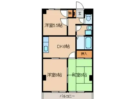 ドゥエル川幡(3DK/1階)の間取り写真