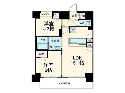 LUXENAPAWS南行徳(2LDK/5階)の間取り写真