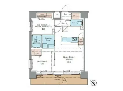 LUXENAPAWS南行徳(3LDK/9階)の間取り写真