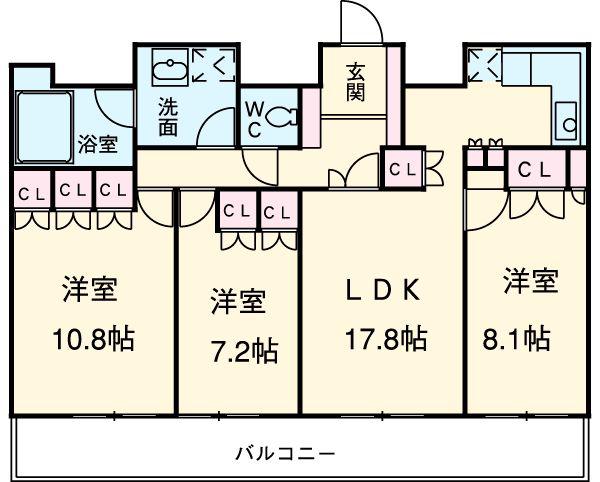 グランアベニュー名駅(3LDK/15階)の間取り写真