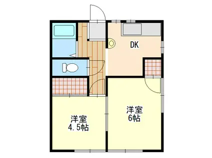 マルイチアパート(2DK/2階)の間取り写真