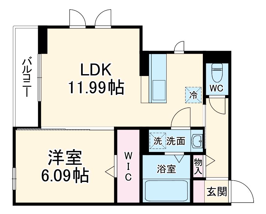プラシードK(1LDK/3階)の間取り写真