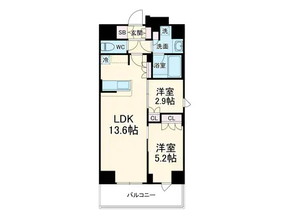 LA CLAIR 南浦和(2LDK/2階)の間取り写真