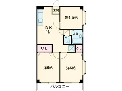 メゾン・ド・若松(3DK/2階)の間取り写真