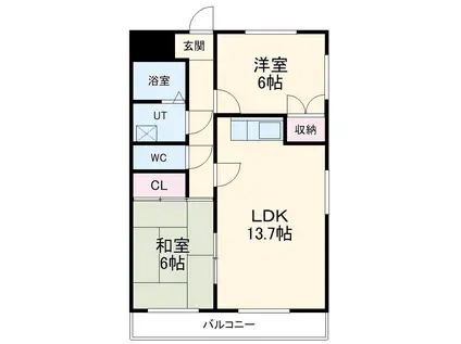 シャトル助光(2LDK/2階)の間取り写真